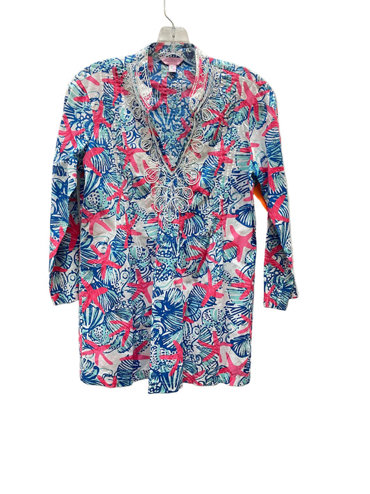 Top Ls Designer By Lilly Pulitzer In Blue & Pink, Size:Xs