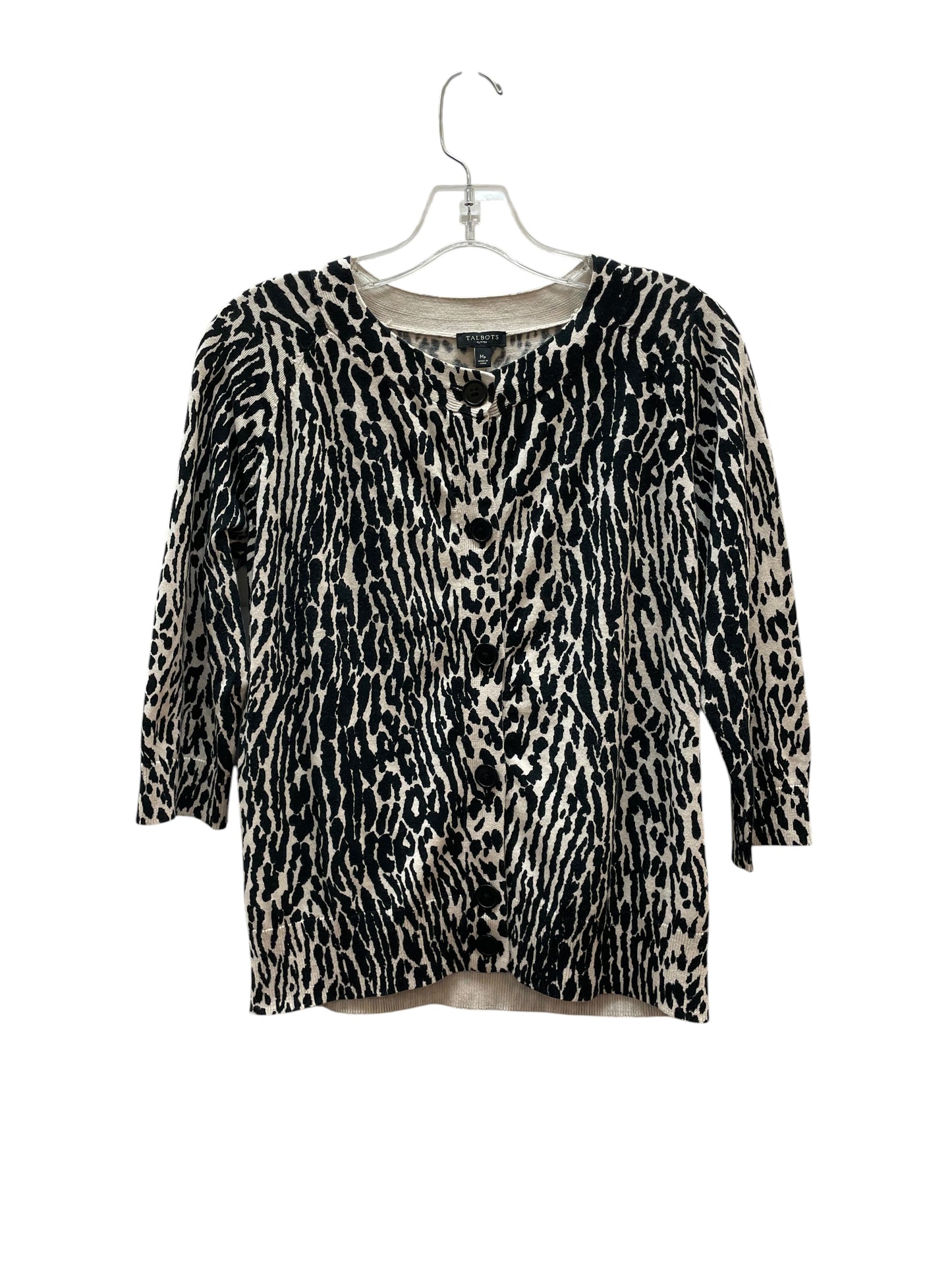 Cardigan By Talbots In Black & Cream, Size:Mp