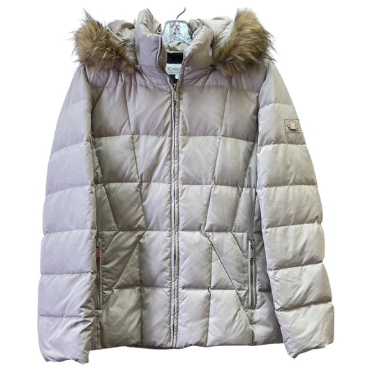Jacket Puffer & Quilted By Calvin Klein In Beige, Size:L
