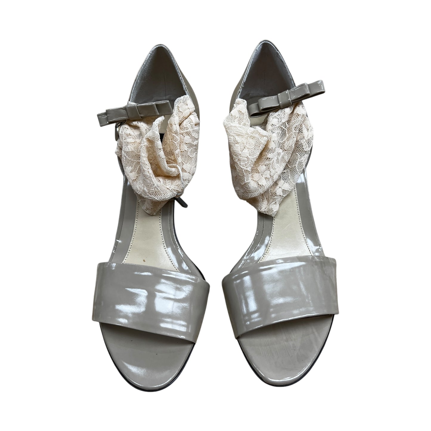 Sandals Heels Block By Cme In Taupe, Size:7.5