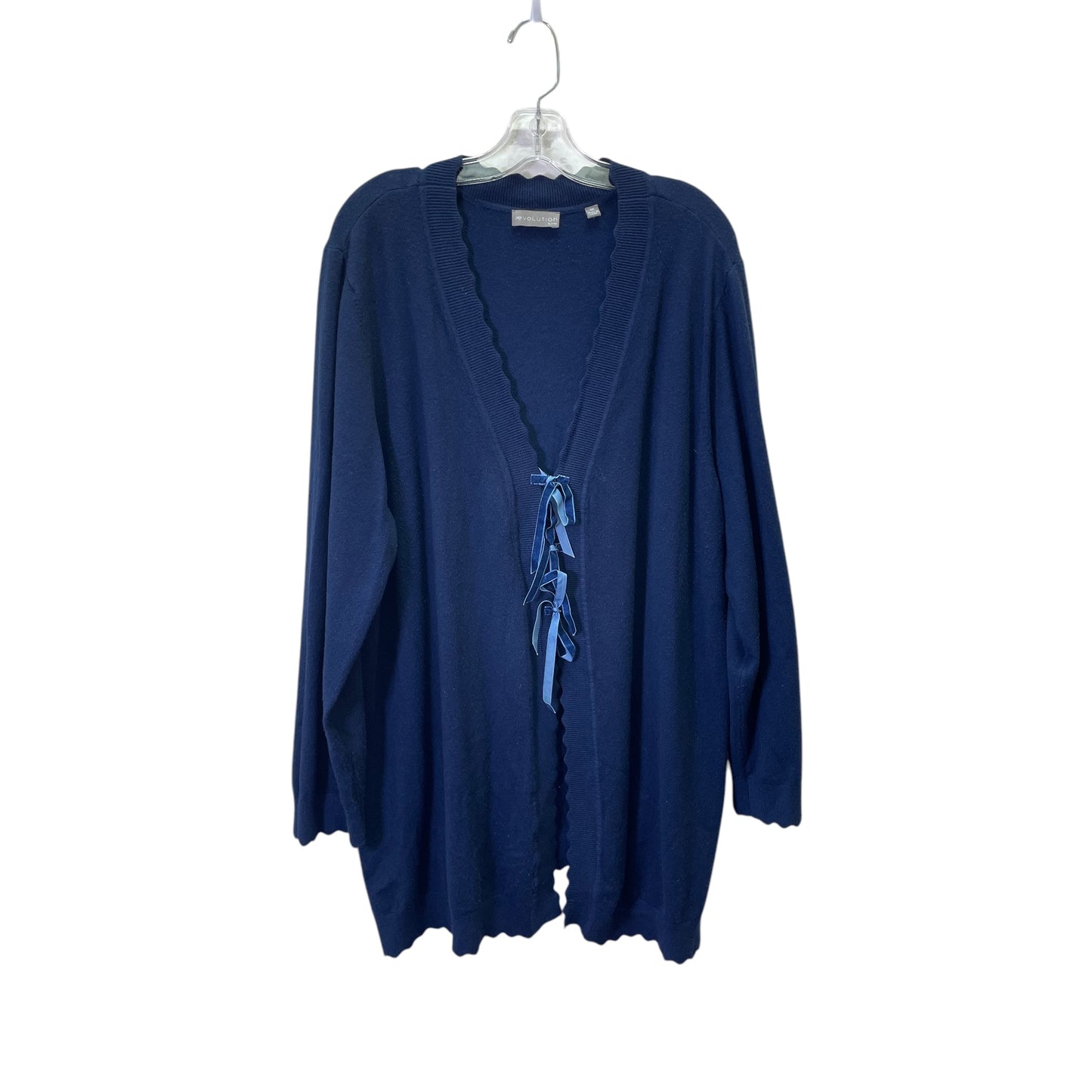 Sweater Cardigan By Volution In Navy, Size:3X