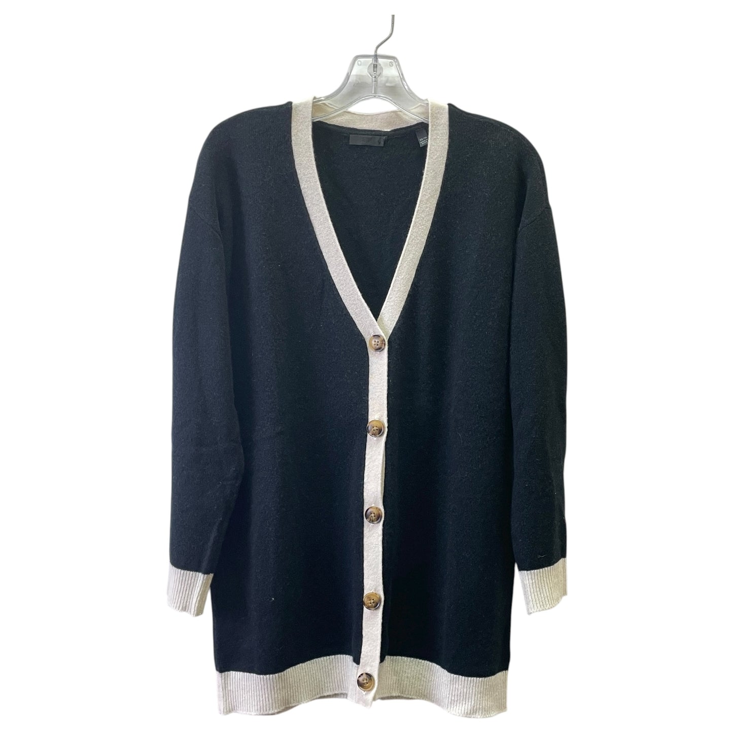 Sweater Cardigan By Atm In Black & Cream, Size:Xs