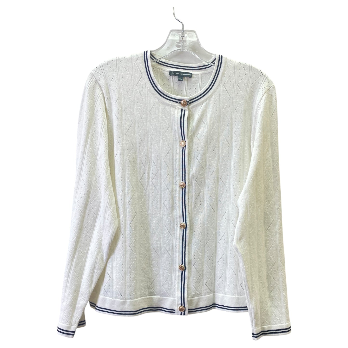 Sweater Cardigan By Adrianna Papell In Cream, Size:1X