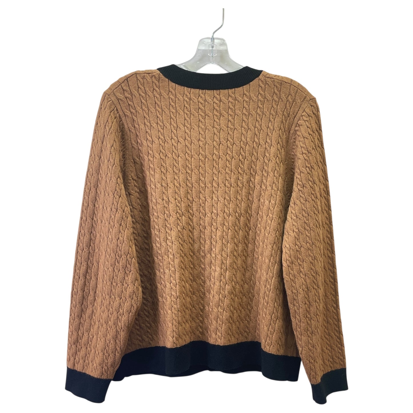 Sweater Cardigan By Adrianna Papell In Tan, Size:1X