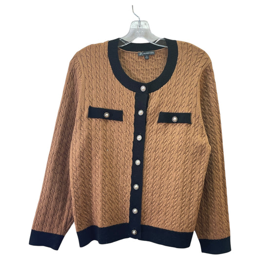 Sweater Cardigan By Adrianna Papell In Tan, Size:1X