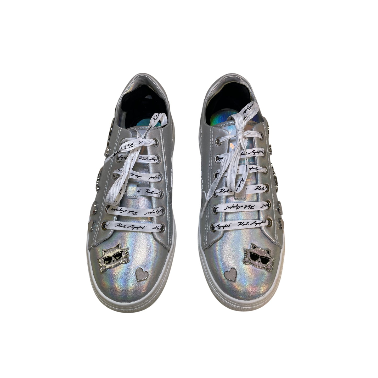 Shoes Designer By Karl Lagerfeld In Silver, Size:7