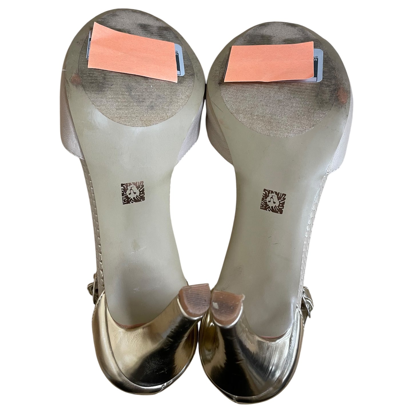 Shoes Heels Stiletto By Anne Klein In Gold & Tan, Size:8.5