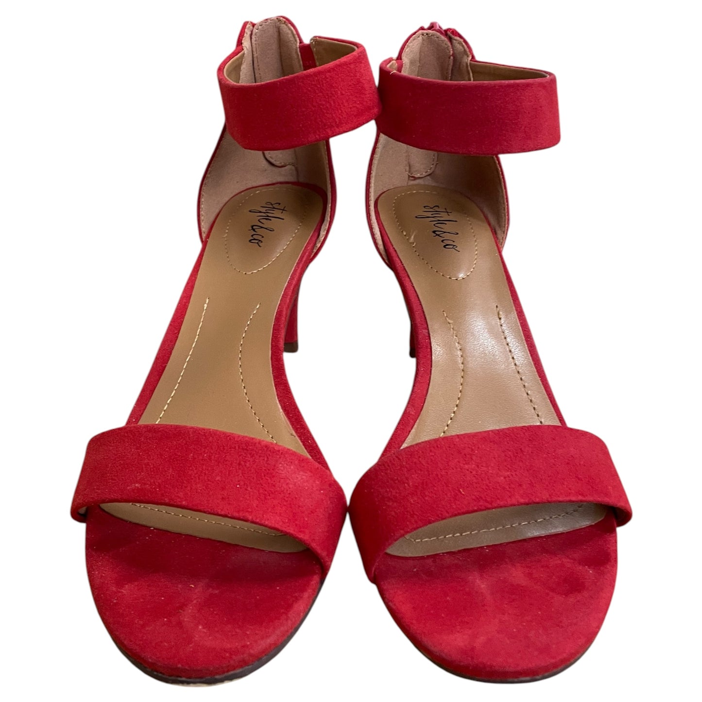 Sandals Heels Kitten By Style And Company In Red, Size:7