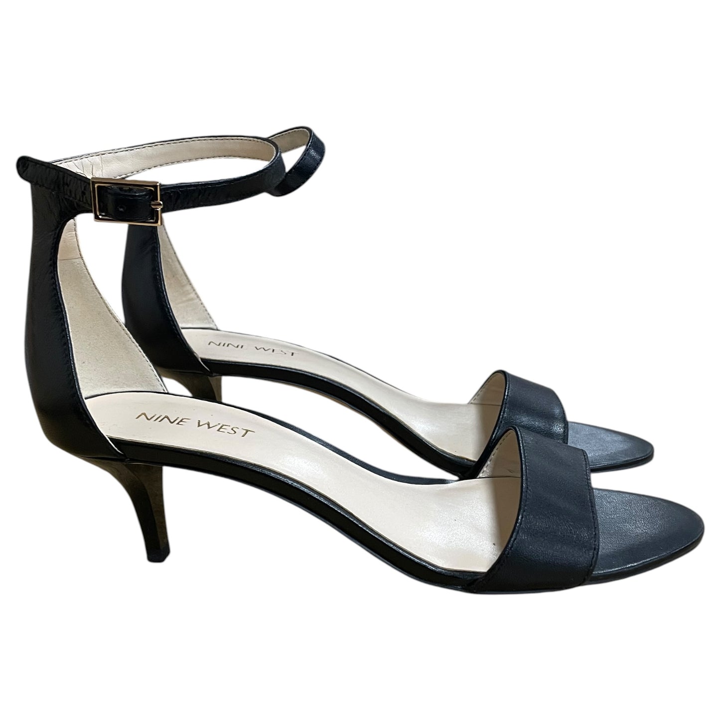 Sandals Heels Kitten By Nine West In Black, Size:7