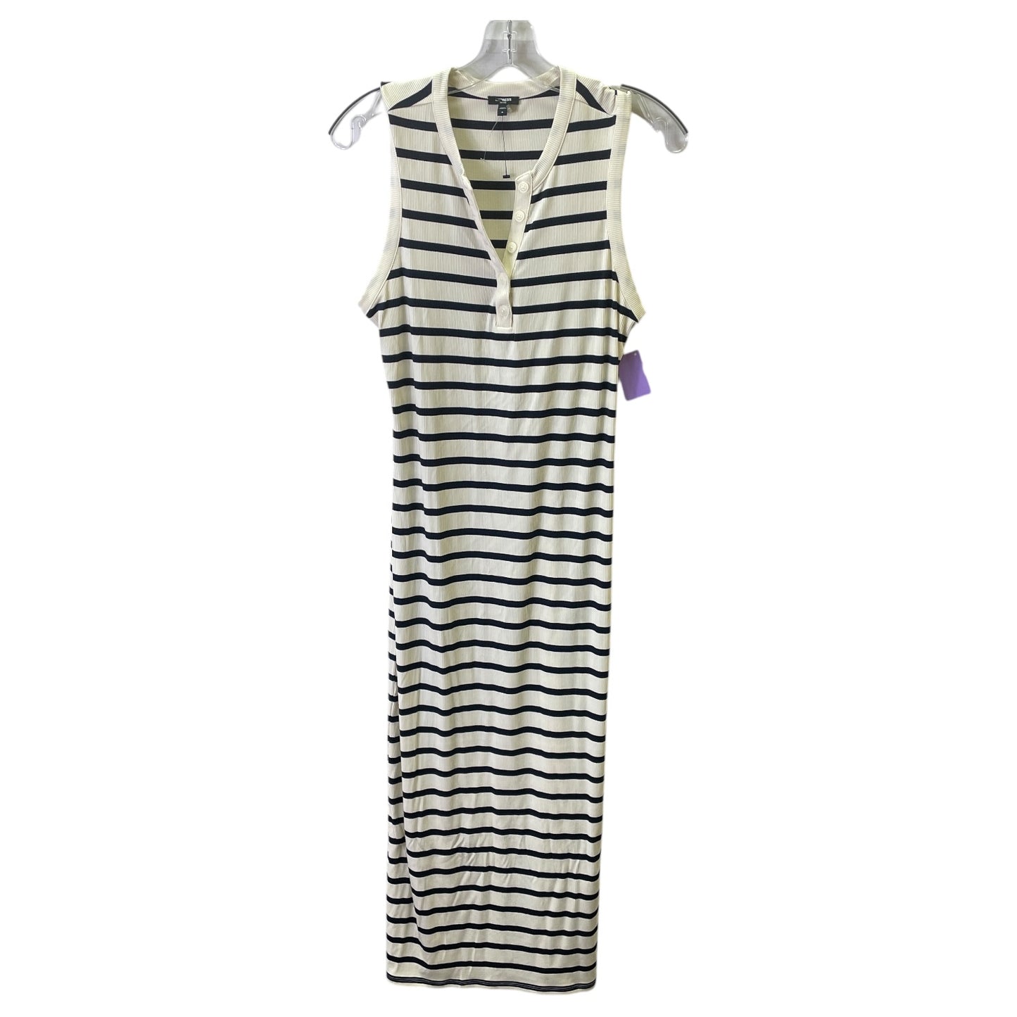 Dress Casual Maxi By Express In Blue & Cream, Size:M