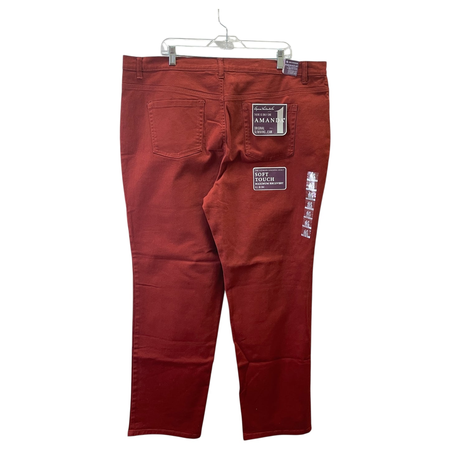 Jeans Straight By Gloria Vanderbilt In Red Denim, Size:20