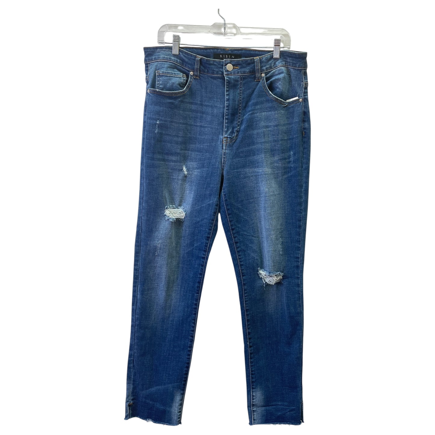 Jeans Straight By Risen In Blue Denim, Size:18