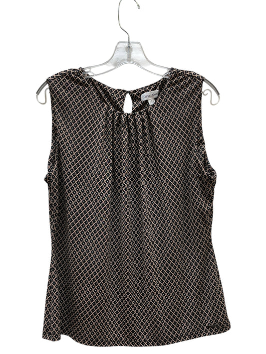 Blouse Sleeveless By Calvin Klein In Black & Brown, Size:L