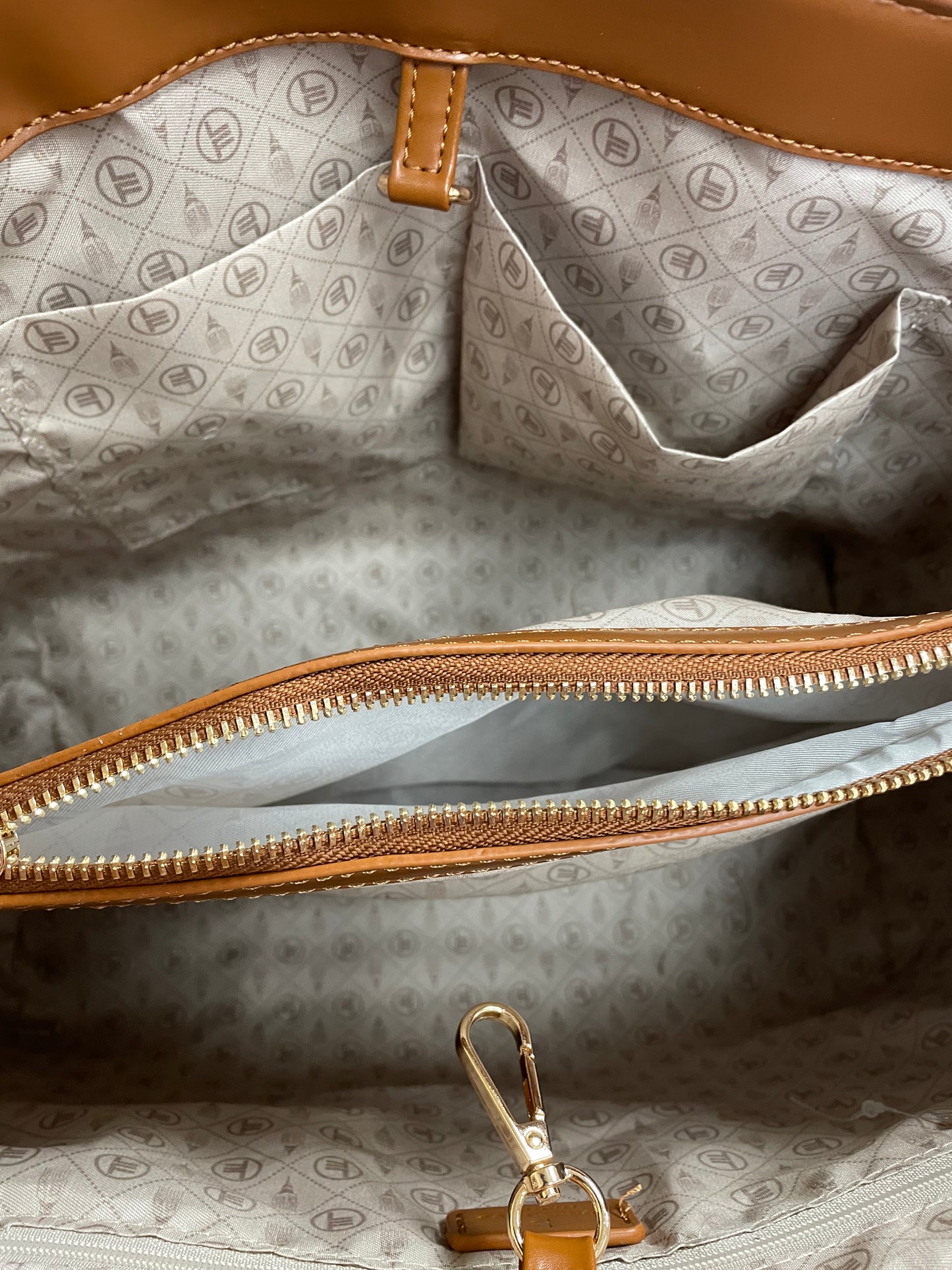Handbag By London Fog In Brown & Cream, Size:Large