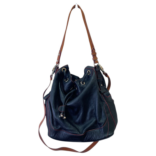 Crossbody Leather By Isaac Mizrahi Live Qvc In Black, Size:Large