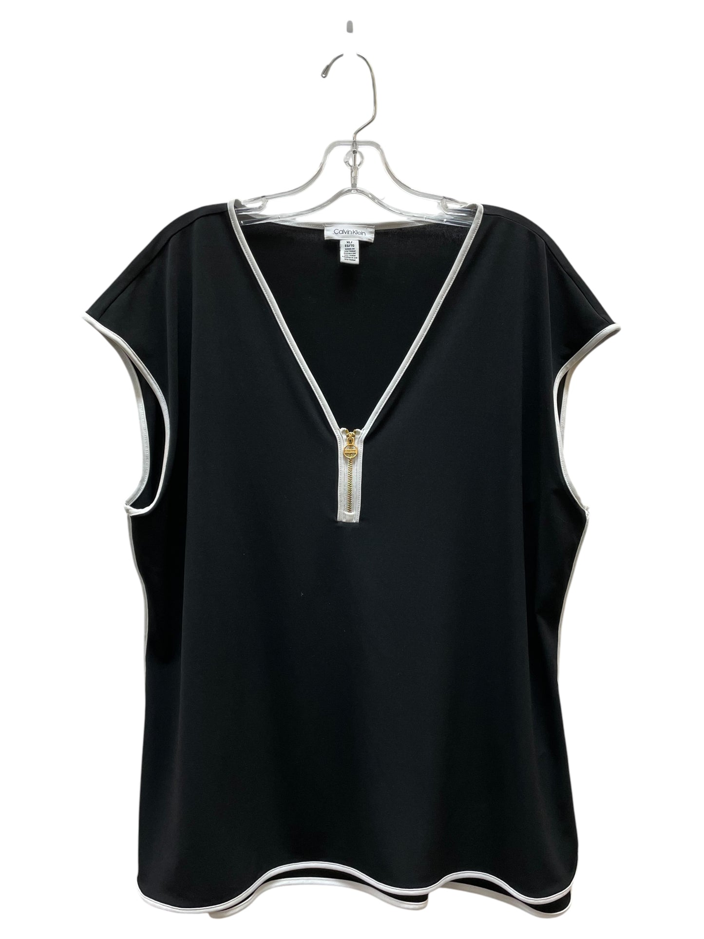 Top Ss Basic By Calvin Klein In Black & White, Size:Xl