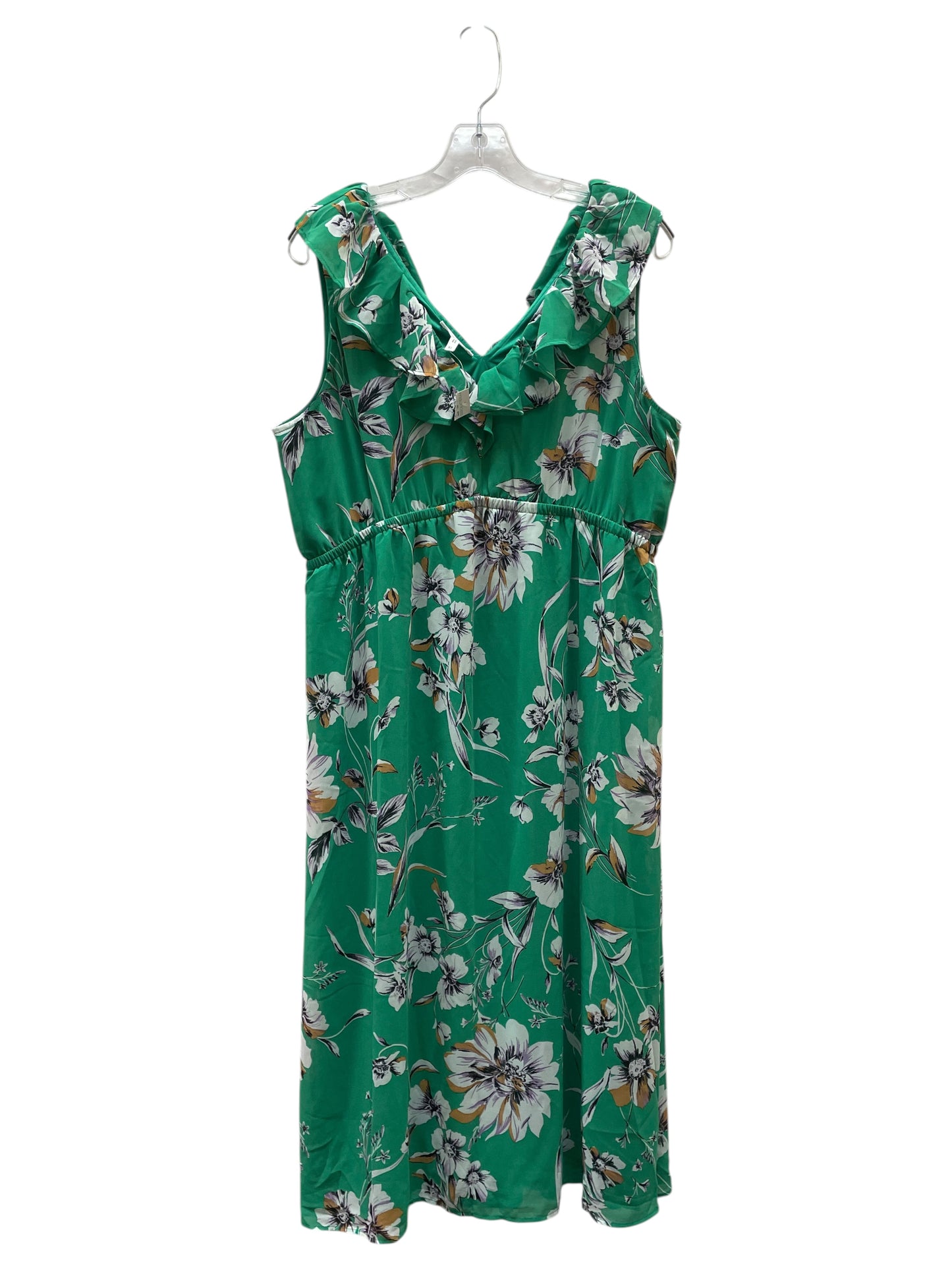 Dress Casual Maxi By Maurices In Green & White, Size:Xl