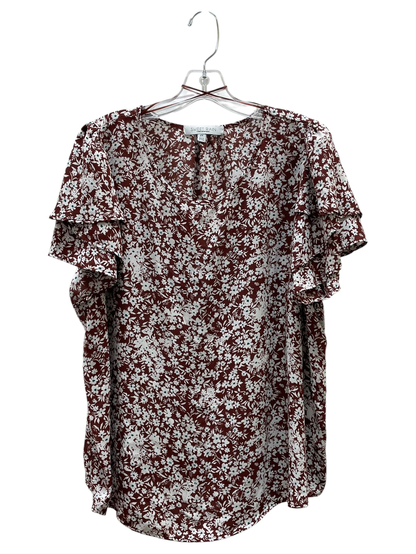 Top Ss By Sweet Rain In Brown & Green, Size:2X