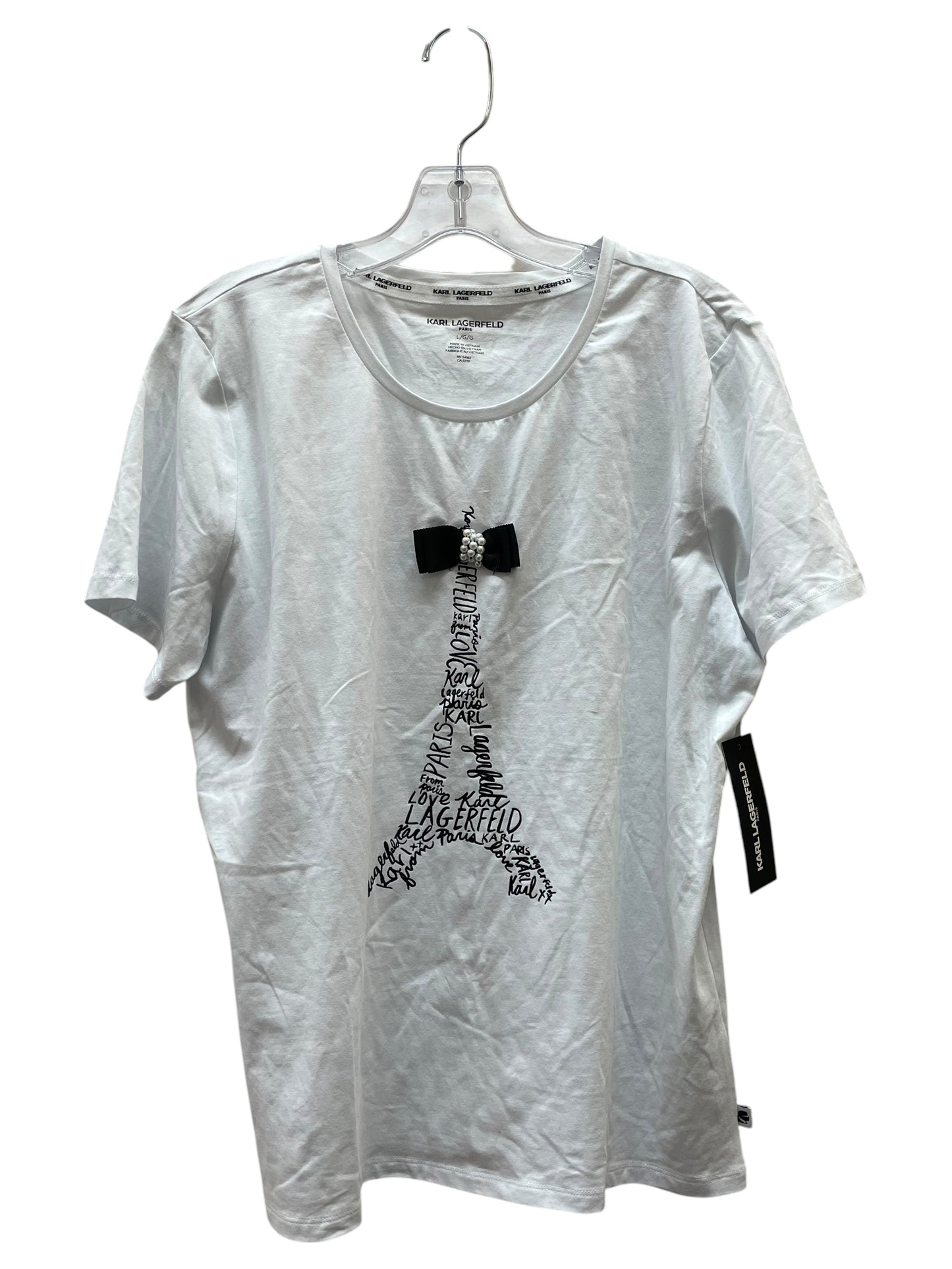 Top Ss Designer By Karl Lagerfeld In Black & White, Size:L