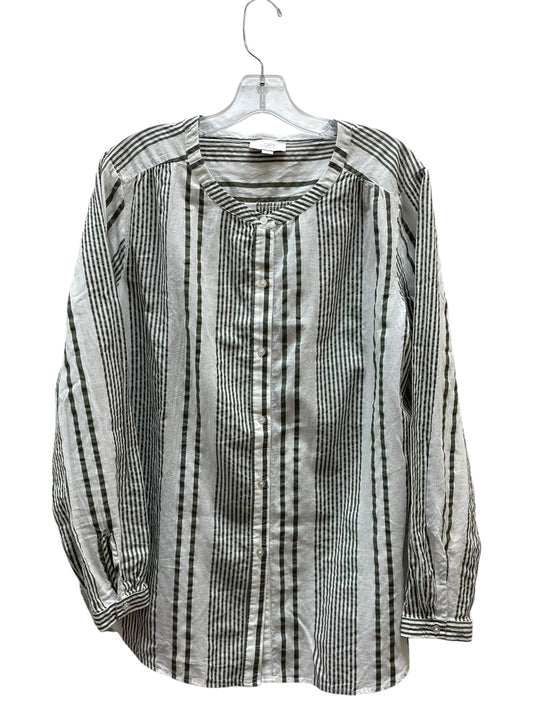 Top Ls By Loft In Green & White, Size:L