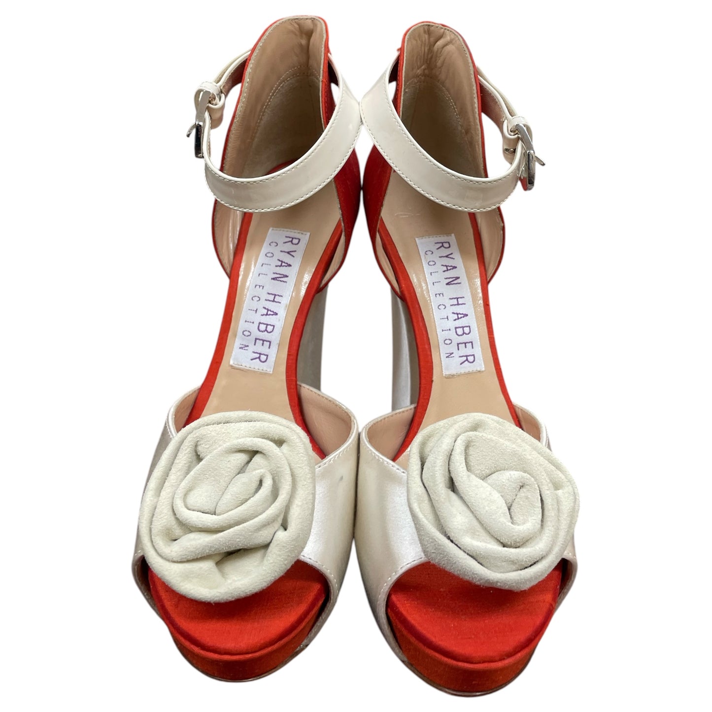 Sandals Heels Platform By Ryan Haber In Cream & Red, Size:7