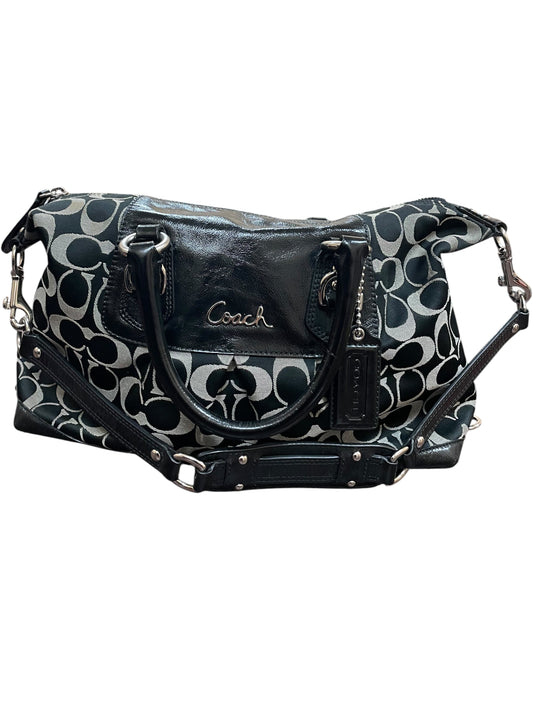 Handbag Designer By Coach In Black & Grey, Size:Medium