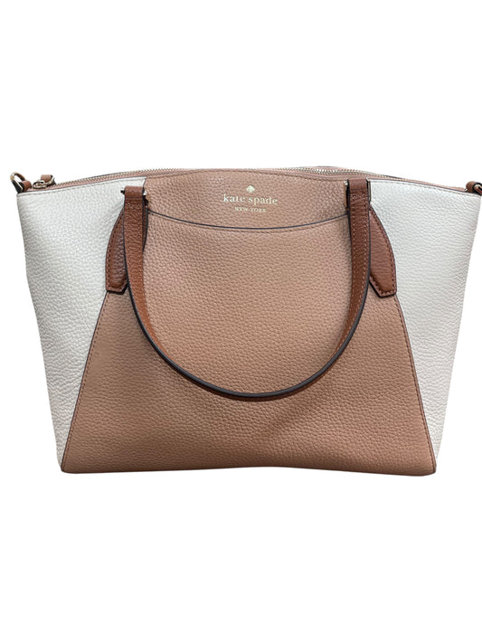 Handbag Designer By Kate Spade In Brown & Cream, Size:Medium