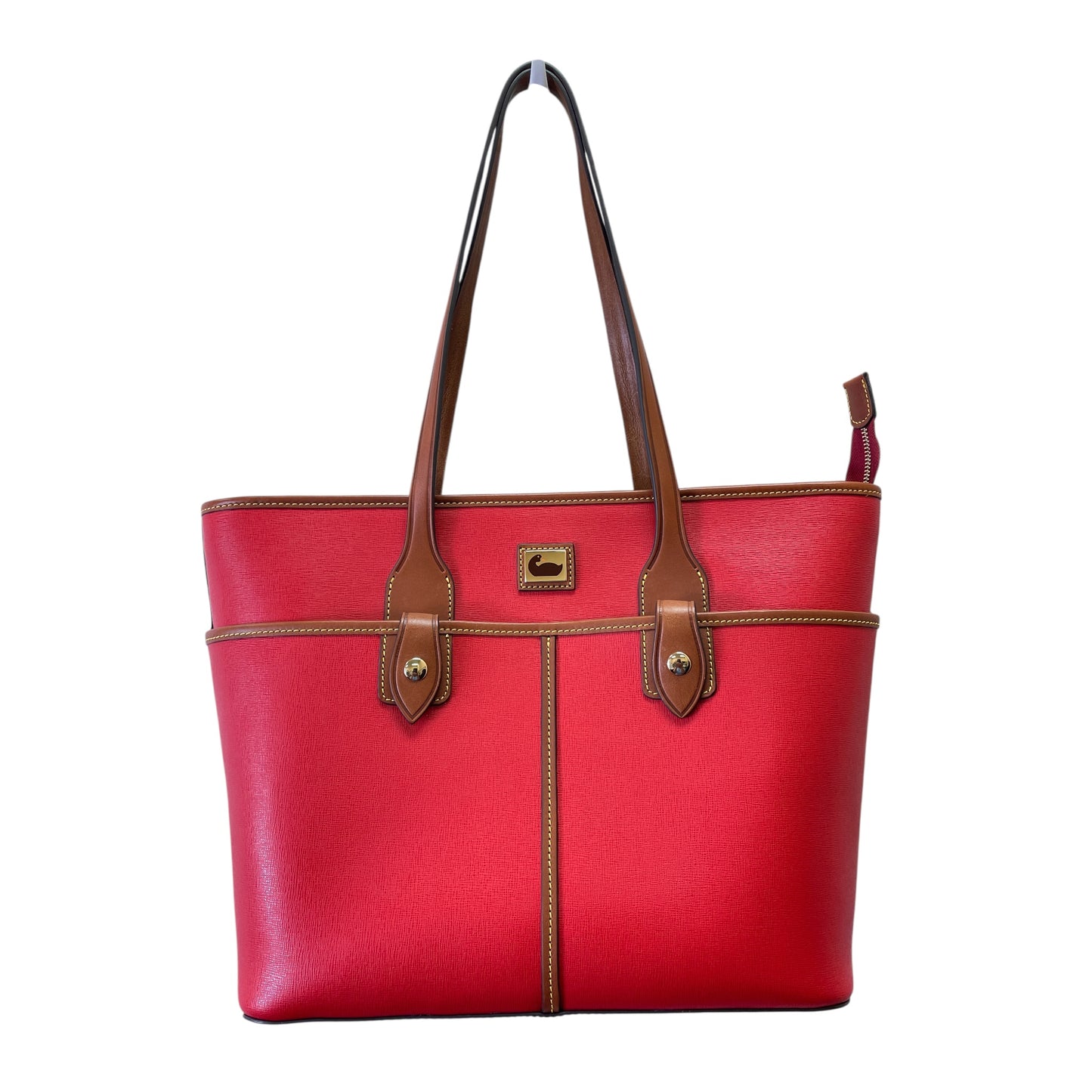 Handbag Designer By Dooney And Bourke In Red & Tan, Size:Large