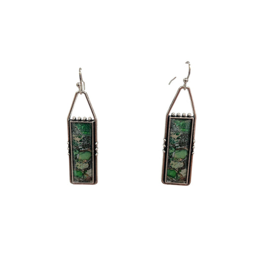 Earrings Dangle/Drop By Cme In Green & Silver