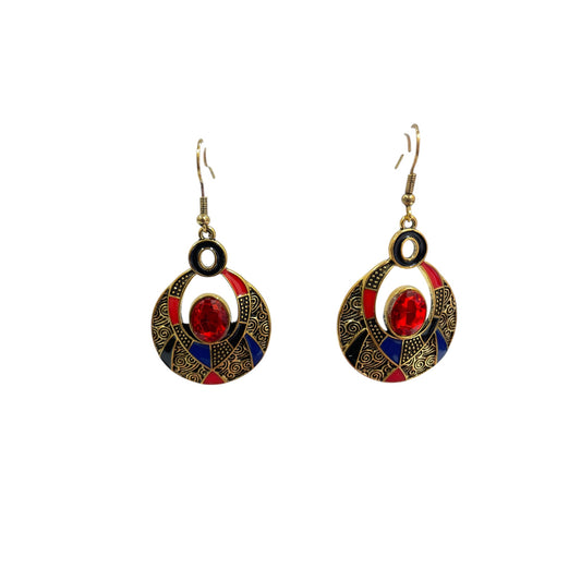 Earrings Dangle/Drop By Cme In Gold & Red