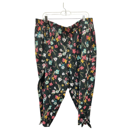 Pants Cropped By Lane Bryant In Black & Pink, Size:24