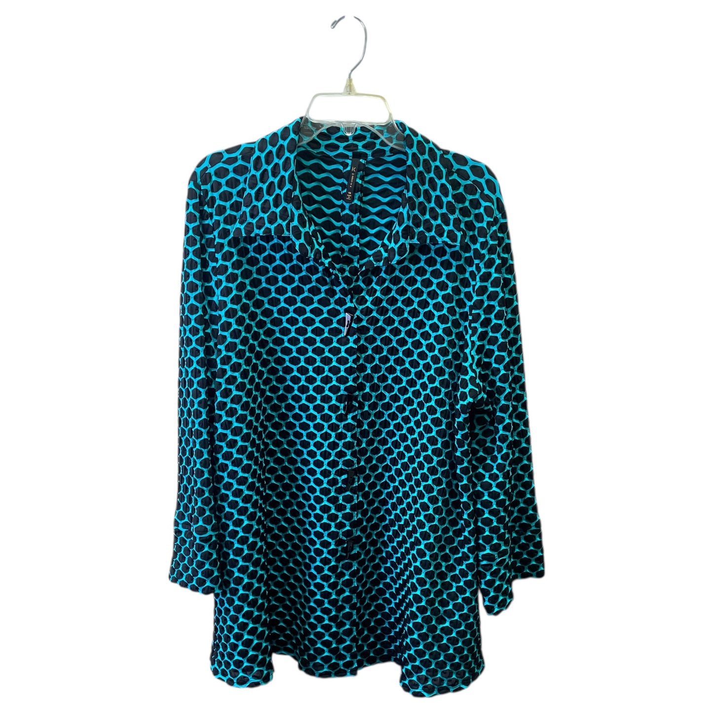 Top Ls By Connie K In Black & Blue, Size:1X