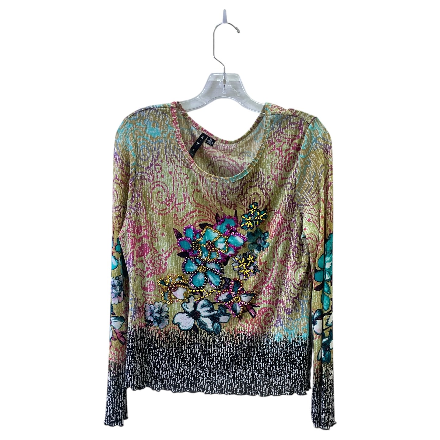 Top Ls By A.Z.I In Gold & Grey, Size:Xl