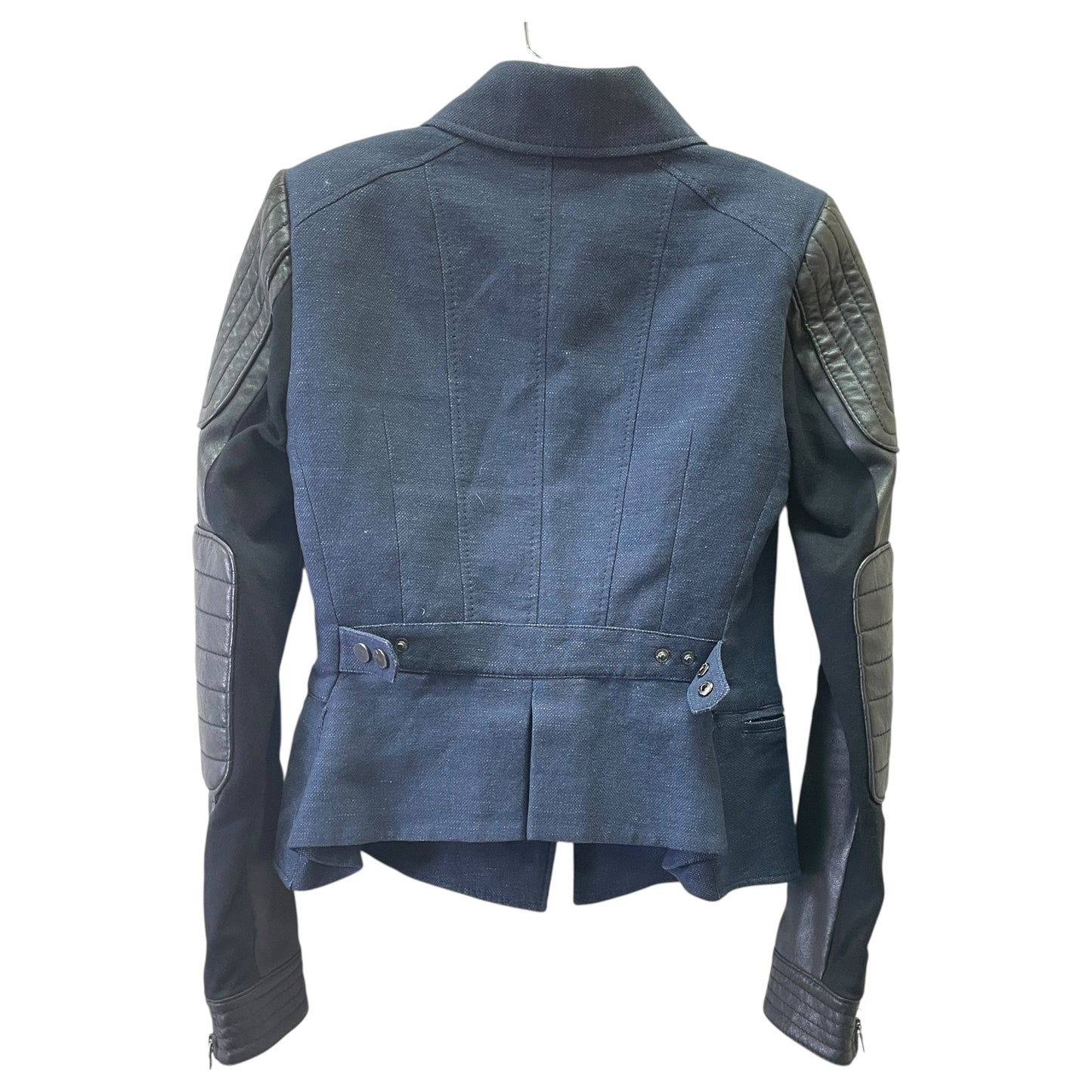 Jacket Moto Leather By Bcbg In Blue Denim, Size:Xs