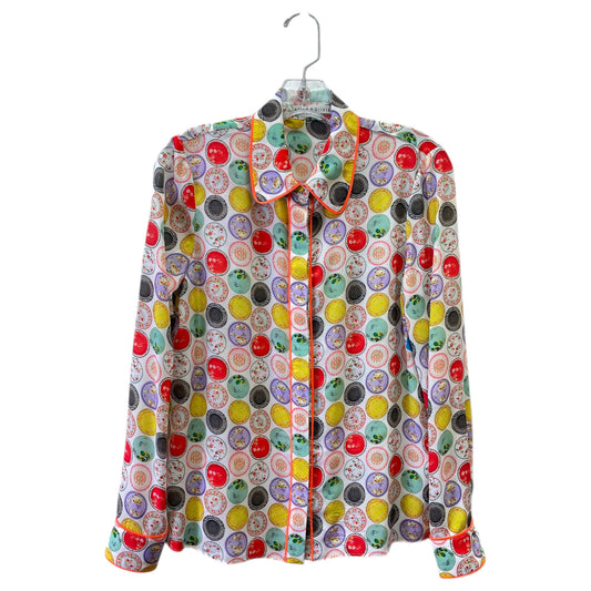 Blouse Designer By Alice + Olivia In Orange & White, Size:Sp