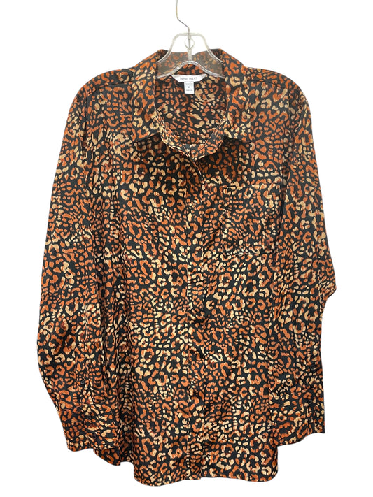 Blouse Ls By Nine West In Animal Print, Size:Xl