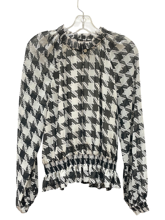 Blouse Ls By Ann Taylor In Black & White, Size:M