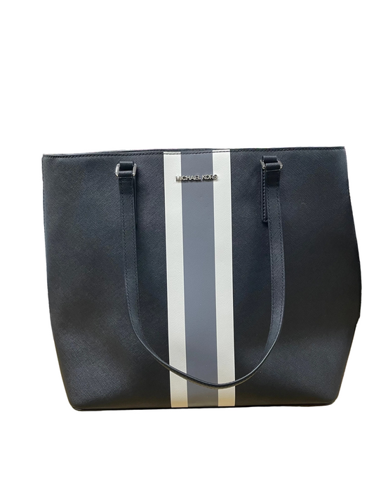 Tote Designer By Michael Kors In Black & White, Size:Large