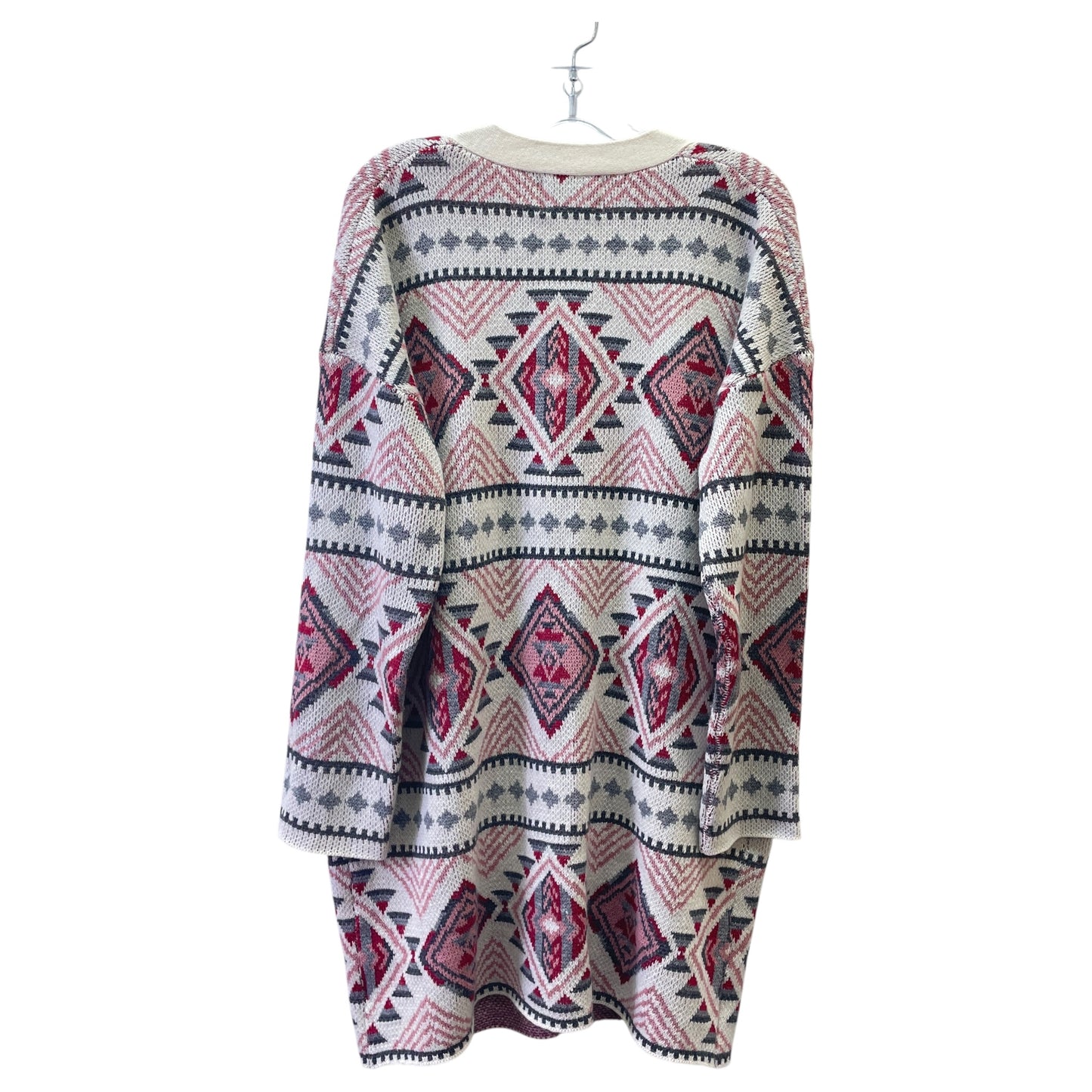 Sweater Cardigan By Savanna Jane In Red & White, Size:1X