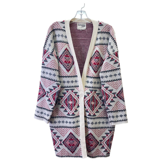 Sweater Cardigan By Savanna Jane In Red & White, Size:1X