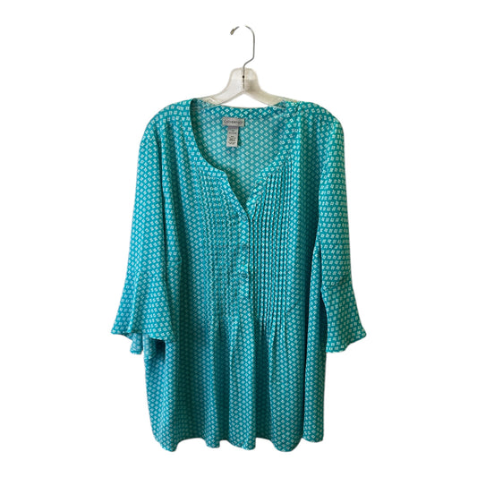 Top 3/4 Sleeve By Catherines In Aqua, Size:2X