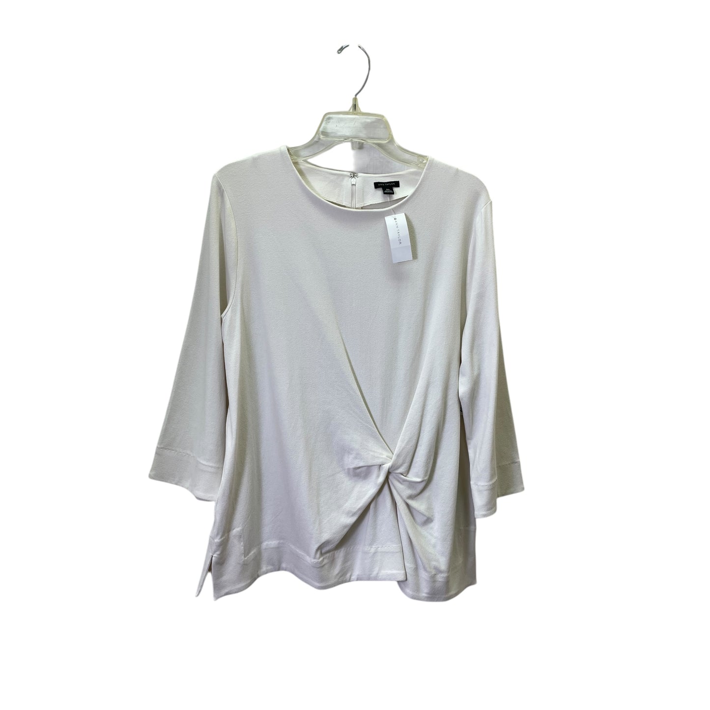 Top 3/4 Sleeve By Ann Taylor In White, Size:Xl