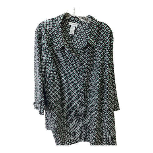 Top 3/4 Sleeve By Catherines In Black & Green, Size:2X