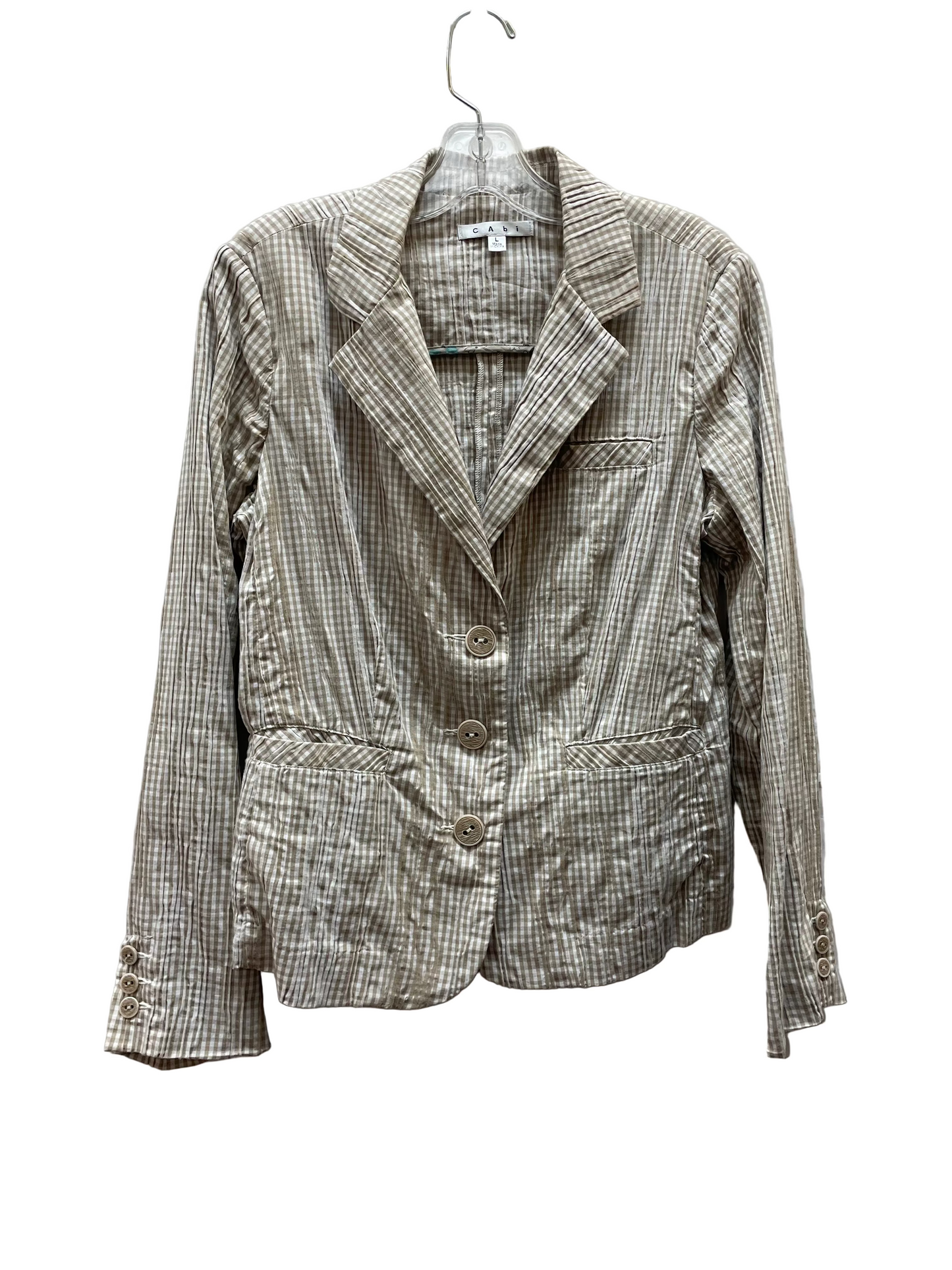 Blazer By Cabi In Tan & White, Size:L