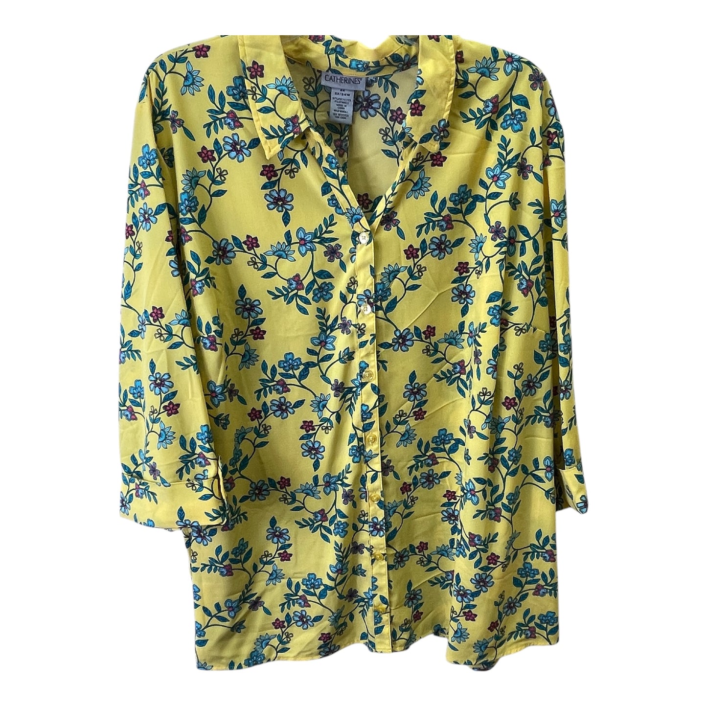 Top 3/4 Sleeve By Catherines In Yellow, Size:2X