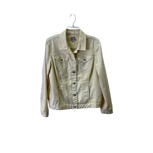 Jacket Denim By Chicos In Yellow Denim, Size:M