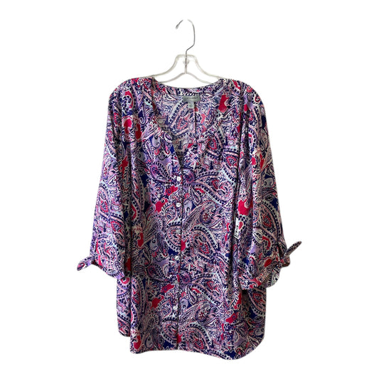 Top 3/4 Sleeve By Catherines In Purple, Size:2X
