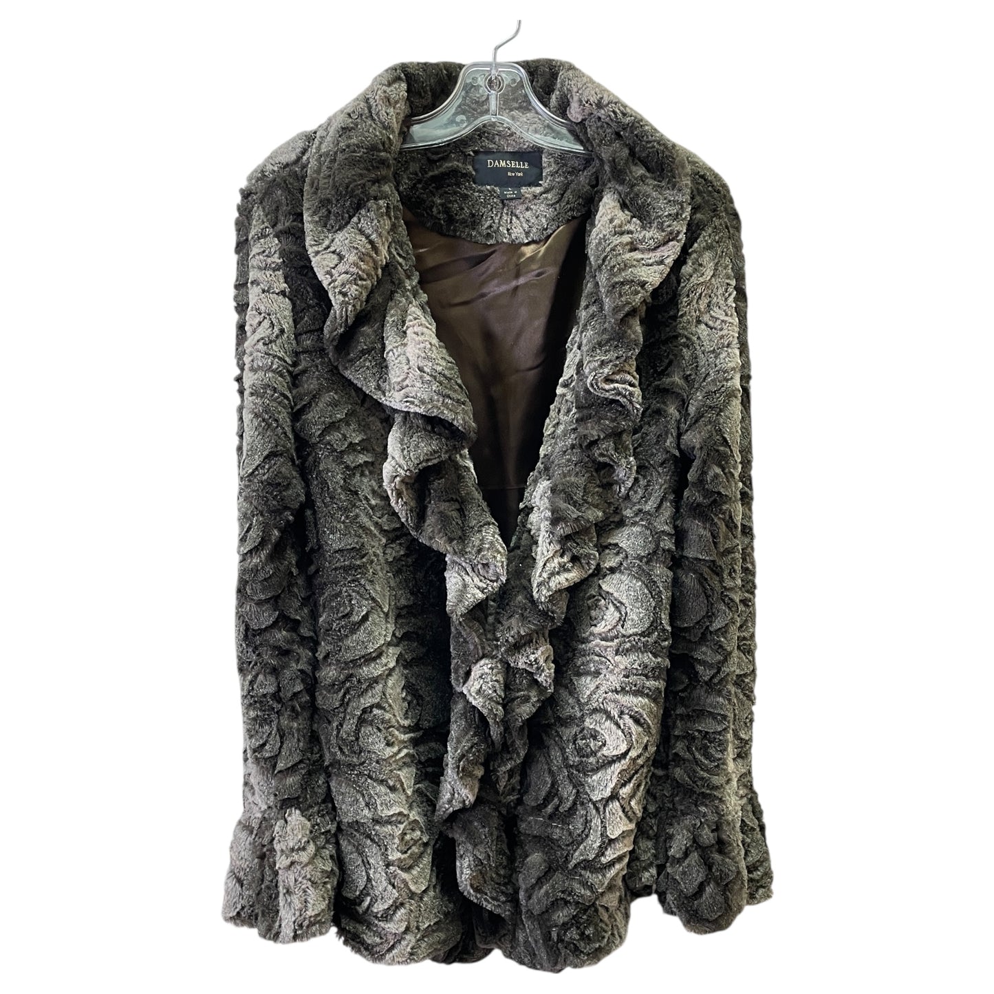 Coat Faux Fur & Sherpa By DAMSELLE In Brown, Size:L