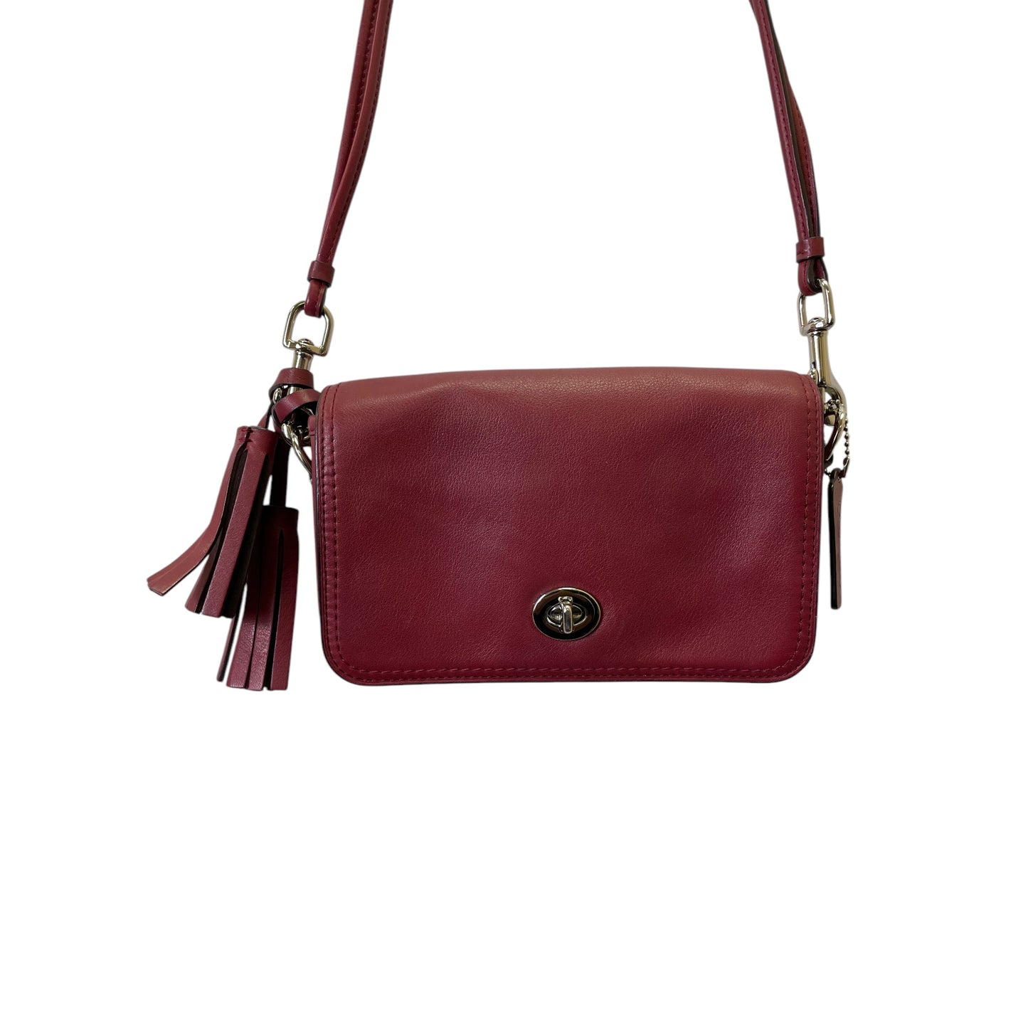 Crossbody Designer By Coach In Maroon, Size:Small