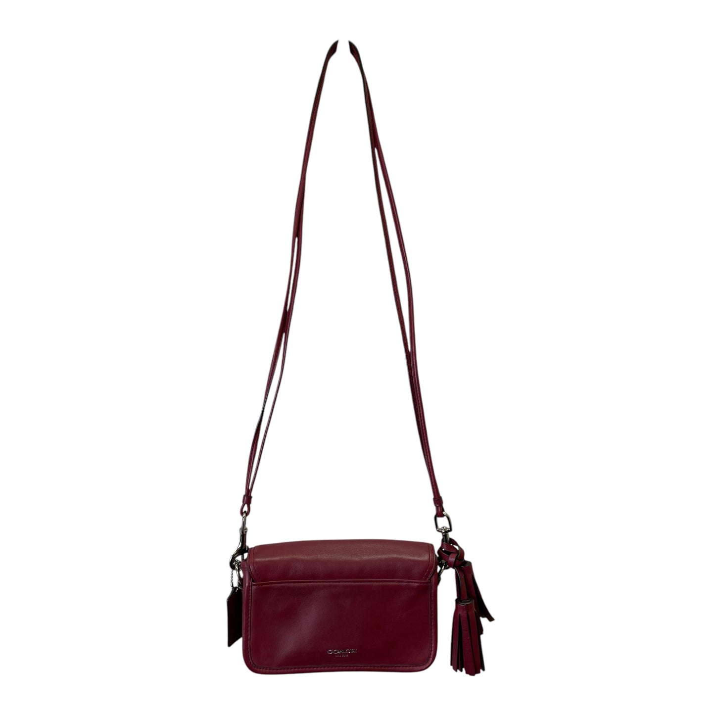 Crossbody Designer By Coach In Maroon, Size:Small